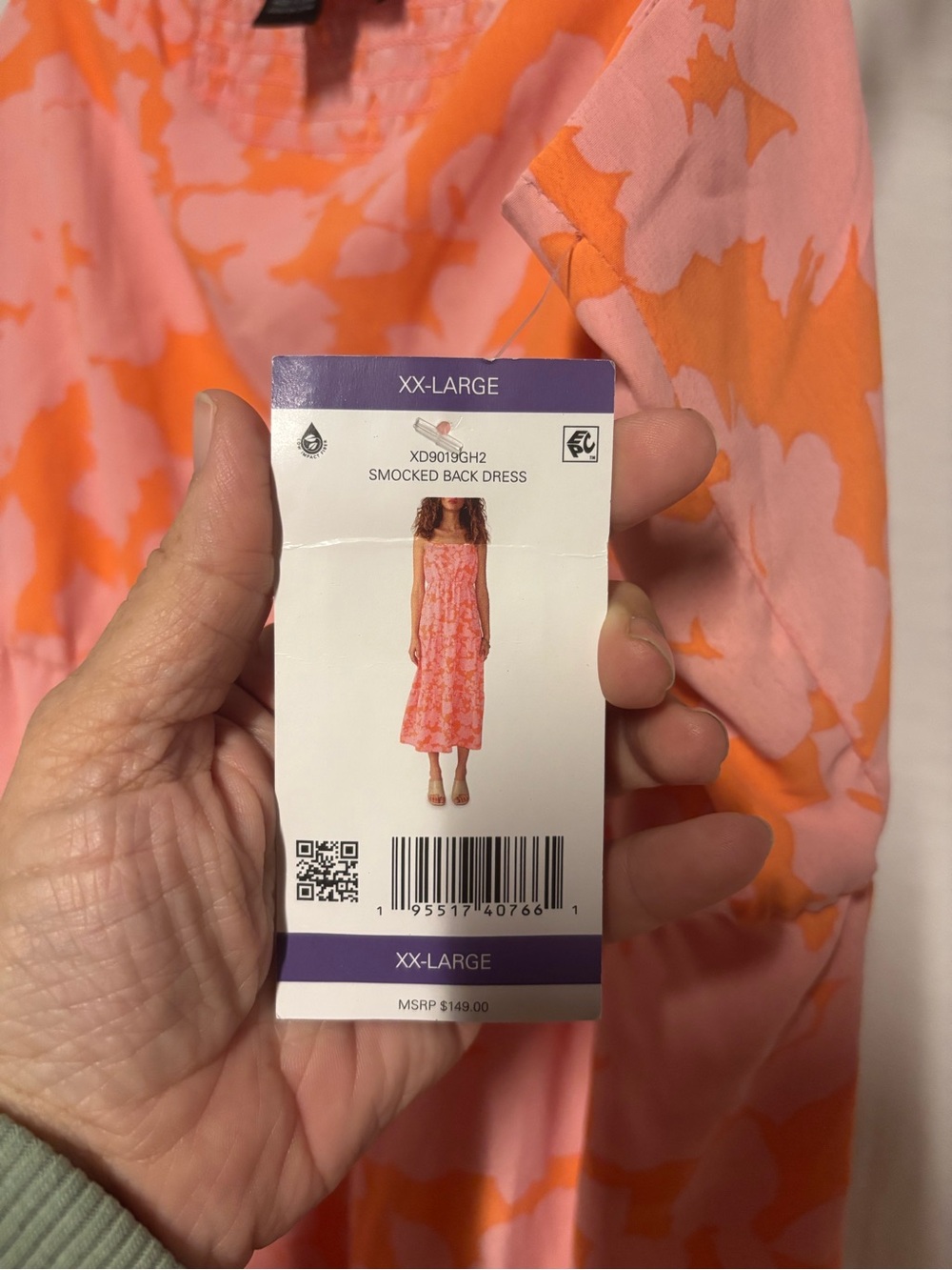 Social Standard by Sanctuary Pink and Orange Floral Smocked-Back Maxi Dress NWT